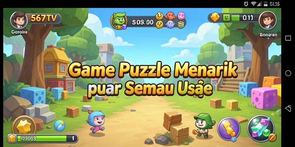 Tangkapan layar utama 567TV menampilkan gameplay Puzzle yang mendebarkan.