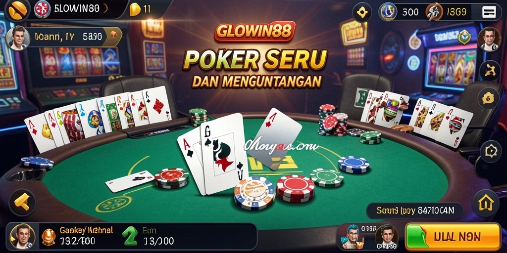 Tampilan gameplay seru dan interaktif GLOWIN88 dalam permainan Poker.