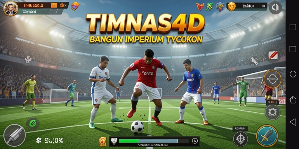 Tampilan gameplay menarik dengan pengelolaan tim sepak bola.