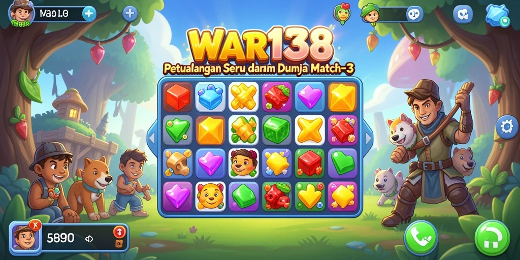 Screenshot menunjukkan gameplay menarik dalam permainan Match-3.